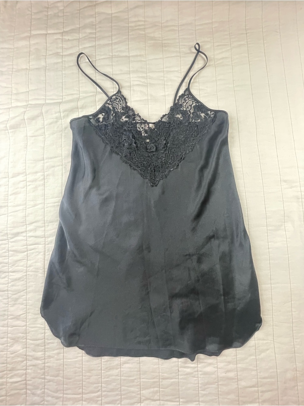 VTG Alexandra Nicole Women's Satin Lingerie Slip Dress Chemise - Black Large